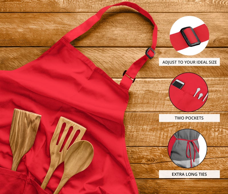 Utopia Kitchen 10 Pack Bib Apron, Unisex Adjustable Aprons with 2 Pockets, Waterdrop Resistant Cooking Kitchen Chef Apron for Men Women - Image 3